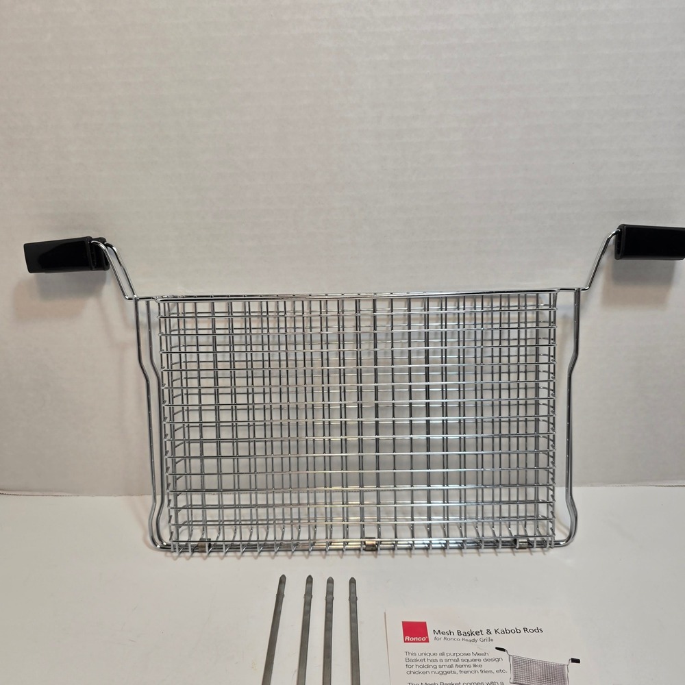 Ronco Mesh Basket Kabob Skewers Rods Rotisserie Grilling Tools Stainless Steel - Picture 2 of 4